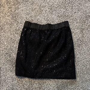 LOFT Black Sequin Mini Skirt